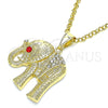 Dije Elegante 05.351.0103 Oro Laminado, Diseño de Elefante, con Blanca and Granate Cristal, Pulido, Tono Dorado
