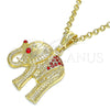 Dije Elegante 05.351.0103.1 Oro Laminado, Diseño de Elefante, con Granate Cristal, Pulido, Tono Dorado
