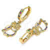 Argolla Huggie 02.377.0002.15 Oro Laminado, Diseño de Búho, con Multicolor Micro Pave, Pulido, Tono Dorado