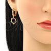 Argolla Huggie 02.377.0006.15 Oro Laminado, con Multicolor Micro Pave, Pulido, Tono Dorado