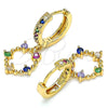 Argolla Huggie 02.377.0006.15 Oro Laminado, con Multicolor Micro Pave, Pulido, Tono Dorado