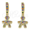 Argolla Huggie 02.377.0011.15 Oro Laminado, con Multicolor Micro Pave, Pulido, Tono Dorado
