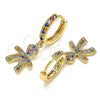 Argolla Huggie 02.377.0011.15 Oro Laminado, con Multicolor Micro Pave, Pulido, Tono Dorado