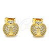 Arete Dormilona 02.377.0020 Oro Laminado, Diseño de Mariquita, con Blanca Micro Pave, Pulido, Tono Dorado