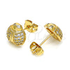 Arete Dormilona 02.377.0020 Oro Laminado, Diseño de Mariquita, con Blanca Micro Pave, Pulido, Tono Dorado