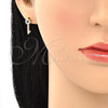 Arete Dormilona 02.344.0053 Oro Laminado, Diseño de Llave, con Zafiro Azul and Blanca Micro Pave, Pulido, Tono Dorado