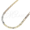 Gargantilla Basica 04.65.0207.24 Oro Laminado, Diseño de Mariner, Diamantado, Tres Tonos (04 MM Thickness, 24 Inches Length)