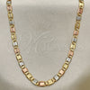Gargantilla Basica 04.65.0207.24 Oro Laminado, Diseño de Mariner, Diamantado, Tres Tonos (04 MM Thickness, 24 Inches Length)