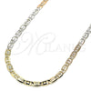 Gargantilla Basica 04.65.0208.24 Oro Laminado, Diseño de Pave Mariner, Diamantado, Tres Tonos (04 MM Thickness, 24 Inches Length)