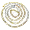 Gargantilla Basica 04.65.0208.24 Oro Laminado, Diseño de Pave Mariner, Diamantado, Tres Tonos (04 MM Thickness, 24 Inches Length)