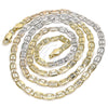 Gargantilla Basica 04.65.0209.24 Oro Laminado, Diseño de Mariner, Diamantado, Tres Tonos (04 MM Thickness, 24 Inches Length)