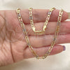 Gargantilla Basica 04.65.0210.24 Oro Laminado, Diamantado, Tres Tonos (04 MM Thickness, 24 Inches Length)