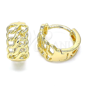 Argolla Huggie 02.195.0117.15 Oro Laminado, Pulido, Tono Dorado