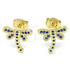 Arete Dormilona 02.156.0396.2 Oro Laminado, Diseño de Libélula, con Zafiro Azul Micro Pave, Pulido, Tono Dorado