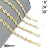 Gargantilla Elegante 04.63.1401.30 Oro Laminado, Diseño de Puff Mariner, con Blanca Micro Pave, Pulido, Tono Dorado (06 MM Thickness, 30 Inches Length)