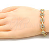Pulsera Elegante 04.63.1402.08 Oro Laminado, Diseño de Puff Mariner, con Micro Pave Blanca, Pulido, Tono Dorado (Grosor 08 MM, 8 Pulgadas de Largo)