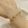 Pulsera Elegante 04.63.1402.08 Oro Laminado, Diseño de Puff Mariner, con Micro Pave Blanca, Pulido, Tono Dorado (Grosor 08 MM, 8 Pulgadas de Largo)