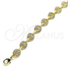 Pulsera Elegante 04.63.1402.08 Oro Laminado, Diseño de Puff Mariner, con Micro Pave Blanca, Pulido, Tono Dorado (Grosor 08 MM, 8 Pulgadas de Largo)