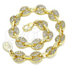Pulsera Elegante 04.63.1402.08 Oro Laminado, Diseño de Puff Mariner, con Micro Pave Blanca, Pulido, Tono Dorado (Grosor 08 MM, 8 Pulgadas de Largo)