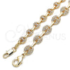 Pulsera Elegante 04.63.1402.08 Oro Laminado, Diseño de Puff Mariner, con Micro Pave Blanca, Pulido, Tono Dorado (Grosor 08 MM, 8 Pulgadas de Largo)
