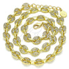 Gargantilla Elegante 04.63.1402.18 Oro Laminado, Diseño de Puff Mariner, con Blanca Micro Pave, Pulido, Tono Dorado (Thickness, 18 Inches Length)