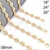 Gargantilla Elegante 04.63.1402.18 Oro Laminado, Diseño de Puff Mariner, con Blanca Micro Pave, Pulido, Tono Dorado (Thickness, 18 Inches Length)