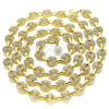Gargantilla Elegante 04.63.1402.30 Oro Laminado, Diseño de Puff Mariner, con Blanca Micro Pave, Pulido, Tono Dorado (08 MM Thickness, 30 Inches Length)