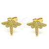 Arete Dormilona 02.342.0073 Oro Laminado, Diseño de Libélula, con Blanca Micro Pave, Pulido, Tono Dorado