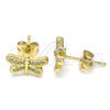 Arete Dormilona 02.342.0076 Oro Laminado, Diseño de Libélula, con Blanca Micro Pave, Pulido, Tono Dorado