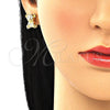 Arete Dormilona 02.185.0002 Oro Laminado, Diseño de Osito, con Blanca Zirconia Cubica, Pulido, Tono Dorado