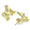 Arete Dormilona 02.185.0002 Oro Laminado, Diseño de Osito, con Blanca Zirconia Cubica, Pulido, Tono Dorado