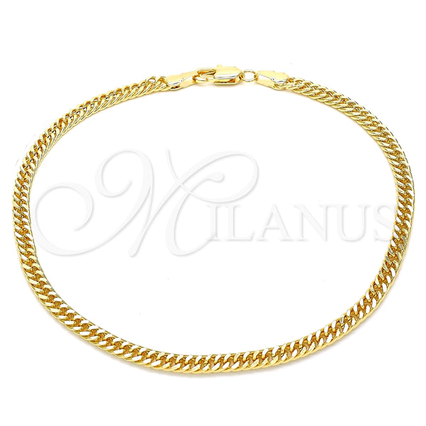 Tobillera Básica 04.63.1403.10 Oro Laminado, Pulido, Tono Dorado (Grosor 03.8 MM, 10 Pulgadas de Largo)
