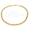 Tobillera Básica 04.63.1403.10 Oro Laminado, Pulido, Tono Dorado (Grosor 03.8 MM, 10 Pulgadas de Largo)