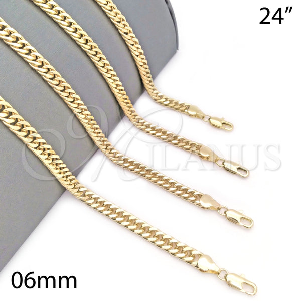 Gargantilla Basica 04.63.1404.24 Oro Laminado, Pulido, Tono Dorado (06 MM Thickness, 24 Inches Length)