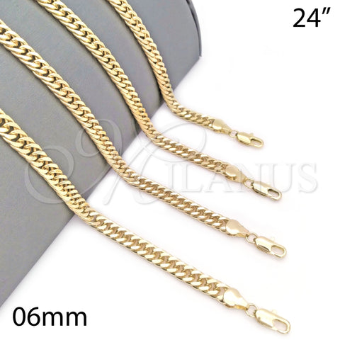 Gargantilla Basica 04.63.1404.24 Oro Laminado, Pulido, Tono Dorado (06 MM Thickness, 24 Inches Length)