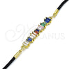 Pulsera Elegante 03.341.0063.07 Oro Laminado, con Multicolor Zirconia Cubica, Pulido, Tono Dorado (02 MM Thickness, 7 Inches Length)