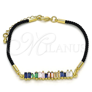 Pulsera Elegante 03.341.0063.07 Oro Laminado, con Multicolor Zirconia Cubica, Pulido, Tono Dorado (02 MM Thickness, 7 Inches Length)