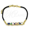 Pulsera Elegante 03.341.0063.07 Oro Laminado, con Multicolor Zirconia Cubica, Pulido, Tono Dorado (02 MM Thickness, 7 Inches Length)