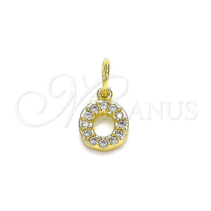 Dije Elegante 05.341.0040 Oro Laminado, Diseño de Iniciales, con Blanca Micro Pave, Pulido, Tono Dorado