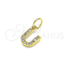 Dije Elegante 05.341.0041 Oro Laminado, Diseño de Iniciales, con Blanca Micro Pave, Pulido, Tono Dorado