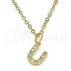 Dije Elegante 05.341.0041 Oro Laminado, Diseño de Iniciales, con Blanca Micro Pave, Pulido, Tono Dorado