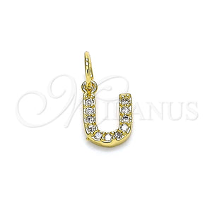 Dije Elegante 05.341.0041 Oro Laminado, Diseño de Iniciales, con Blanca Micro Pave, Pulido, Tono Dorado