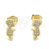 Arete Dormilona 02.156.0420 Oro Laminado, Diseño de Niñito Pequeño, con Blanca Micro Pave, Pulido, Tono Dorado