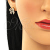 Arete Dormilona 02.156.0423 Oro Laminado, Diseño de Niñito Pequeño y Niñita Pequeña, con Rubi Micro Pave, Pulido, Tono Dorado