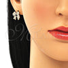 Arete Dormilona 02.156.0423.1 Oro Laminado, Diseño de Niñito Pequeño y Niñita Pequeña, con Blanca Micro Pave, Pulido, Tono Dorado