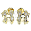 Arete Dormilona 02.156.0423.1 Oro Laminado, Diseño de Niñito Pequeño y Niñita Pequeña, con Blanca Micro Pave, Pulido, Tono Dorado