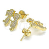 Arete Dormilona 02.156.0423.1 Oro Laminado, Diseño de Niñito Pequeño y Niñita Pequeña, con Blanca Micro Pave, Pulido, Tono Dorado
