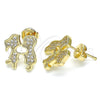 Arete Dormilona 02.156.0423.1 Oro Laminado, Diseño de Niñito Pequeño y Niñita Pequeña, con Blanca Micro Pave, Pulido, Tono Dorado