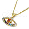 Collares con Dije 04.156.0247.20 Oro Laminado, con Multicolor Micro Pave, Pulido, Tono Dorado (02 MM Thickness, 20 Inches Length)