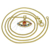 Collares con Dije 04.156.0247.20 Oro Laminado, con Multicolor Micro Pave, Pulido, Tono Dorado (02 MM Thickness, 20 Inches Length)
